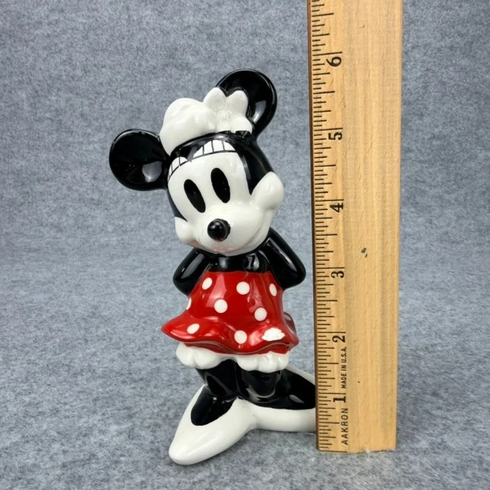 Disney Minnie Mouse Jerry Leigh Ceramic Salt Pepper Shaker Red Polka Dot 6”